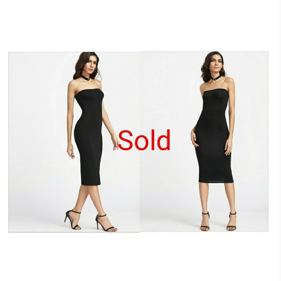 black midi tube dress